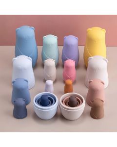1setMontessori Nesting Dolls Toy Russian Matryoshka Doll Educational Toys for Children Silicone Stacking Blocks Doll Inside Doll