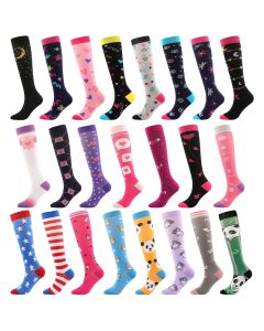 New Compression Stockings For Varicose Veins Woman Men Nylon Elastic Cartoon Love Striped Moon Letter Sports Marathon Calf Socks