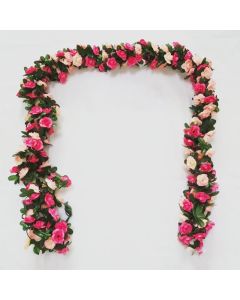 250CM Pink Rose Artificial Silk Flowers Garland Autumn Wedding Home Room Decor Christmas Arrangement Garden Arch Fake Plant Vine