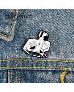 Cartoon Angry Office Girl Desk Pins Staff Enamel Pins Tired of Working Overthrow Desk Badge Funny Jewelry Gift for Office Staff
