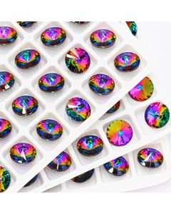 6 -14mm Glitter Pointback Rhinestones AB Color Glass Strass Crystals For Needlework DIY Opal Color Rivoli Rhinestones