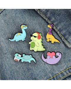 Cute Dinosaur Enamel Pins Custom Animal Brooch Clothing Jacket Lapel Pin Badge Cartoon Jewelry Gifts for Kids Friends Wholesale