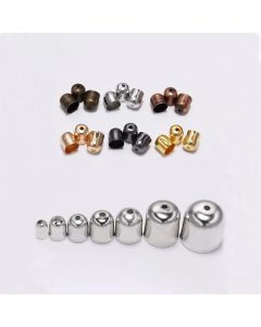 50-100pcs/lot Crimp End Caps Leather Cords End Tip Beads Caps Fit 4 -12mm Clasps For DIY Jewelry Making Findings Supplies