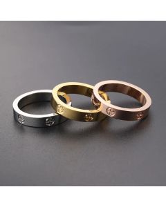 Trendy Stainless Steel Rose Gold Color Love Ring for Women Men Couple CZ Crystal Rings Luxury Brand Jewelry Wedding Gift
