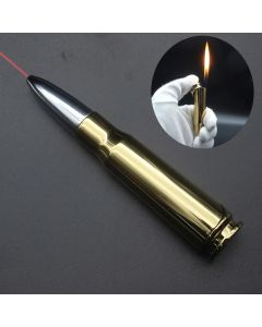 Creative Metal Bullet Lighter With Laser Light Butane Gas Windproof Flame  Cigarette Lighters Novelty Gadget Military Addictive