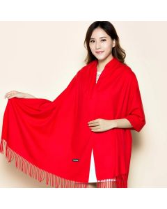 Women Winter New Arrival Cashmere Pashmina Shawl Scarf Lady Long Solid Color Tassel Wrap Shawl  Soft Red Annual Meeting Scarves
