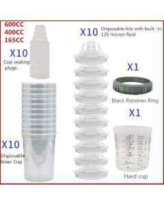10pcs Bulk Sale Spray Gun Paint Tank Spray Gun Mixing Cup 165/400/600ml Disposable Measuring Cup Type H/O Quick Cup