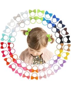 20/40Pieces 2 Inch Baby Girls Hair Bows Elastic Ties Grosgrain Ribbon Bow With Rubber Band Ponytail Holders Hair Accessories