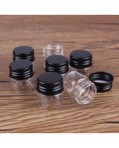 5pcs 10ml 30*30mm Glass bottles with Black Aluminum Caps Potion bottles Glass Jars Glass vessels Glass bottle for Wedding party