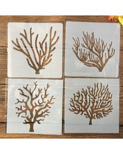 4Pcs/Set 5inch Ocean Sea Coral DIY Layering Stencils Painting Scrapbook Coloring Embossing Album Decorative Template