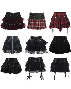Gothic Mini Skirt 2025 New Halloween Goth Aesthetic 90s Y2K Party Club Harajuku Streetwear Women's Skirt Black High Waist Skirts