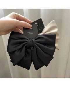 Female Satin Bow Hairpin Ponytail Clip Two-layer Bowknot Ribbon Spring Clip Temperament Accessories Korean Fashion Elegant