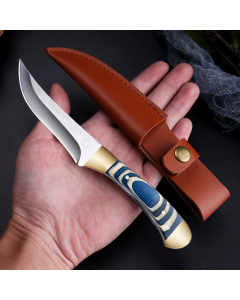 1PC 7.6-inch carving knife, kitchen knife, colorful wooden handle, suitable for family camping barbecue outdoor portable knife