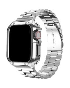 TPU Protector Case+Metal Strap For Apple Watch Ultra Band 49mm 45/44mm 41mm 40/38 Stainless steel Bracelet series 3 5 6 se 7 8 9