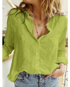 Summer Women Shirts Spring Cotton Linen Shirts Casual Solid Button Lapel Blouses Long Sleeve Loose Elegant Tops Tunic Blusas