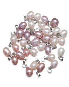 7-8mm AAA 4pcs Natural Freshwater Pearl Pendant Rice Beads Charms for Jewelry Making DIY Necklace Earrings Charms Accessories