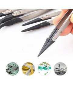 1PC For Watch Hands Installation Work Straight Elbow ESD-259 ESD-259A ESD-7A Handle Stainless Antistatic Plastic Tweezers