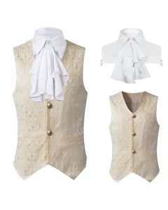 Men Victoria Edwardian Steampunk Vest Coat Frock Outwear Vintage Prince Overcoat Medieval Renaissance Jacket Cosplay Costume