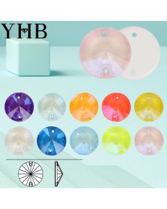 YHB-Mocha Flat Crystal Shape Rivoli Sewing Stones, Flatback Sew on Rhinestones for Garment Clothes and Bags, Top Quality