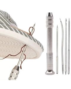 Leather Sewing Needles Kit, Set Contains Silver Leather Sewing Awl, 4 Piece Needle Suitable for Leather Canvas Tent