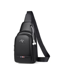 Kagaroo Luxury Brand Chest Pack Men Crossbody Bag Leather Chest Bag Travel Sling Bag Black Brown Messenger Shoulder Bag Male