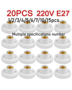 1-20PCS 220V E27 Screw Lamp Stand Light Bulb Socket Holder Adapter Base Cap Socket White Ceiling Light Lamp Bulb Fixing Base