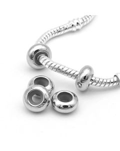 10pcs/lot Stainless Steel Stopper Clip Beads Charms with Rubber Inside Fit Bracelet Bangle DIY Jewelry Making
