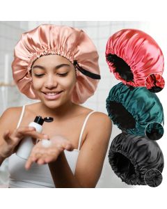 Women's Fashion Bonnet Soft Silk Smooth Double Layered Button Adjustable Hair Hat for Daily Home Comfortable Sleep Hat