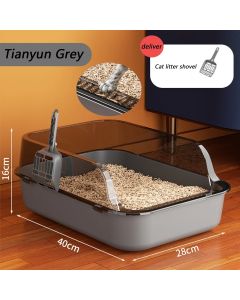 Cat Litter Box Thickening Kitty Sandbox Semi-enclosed High Side Splashproof Pet Bedpans with Litter Scoop Cleaning Cat Supplies