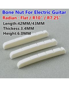 Real Slotted Bone Nut For  Electric Guitar  ( Bottom  Flat / R7.25 / R10   42MM/43MM*3.4MM*6MM )