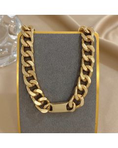 Punk Chunky Metal Thick Cuban Chain Necklace for Women Men Simple Gold Silver Color Geometric Pendant Necklace Fashion Jewelry