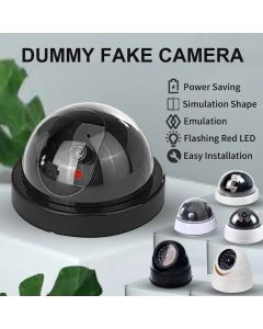 1PC Dummy Fake Camera with LED Red Light, Battery Operated, No Wiring Required, Indoor Outdoor Fake Dome Security Camera