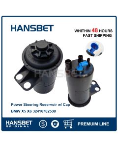 Power Steering Reservoir w/ Cap for BMW E60 E60 LCI E61 E65 E66 E70 E70 LCI X5 X6 525i 528i 545i 550i 650i 32416782538 HANSBET