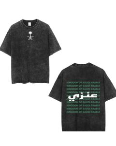Saudi National Day T-shirt 100% Cotton Clothing Short Sleeve Tops Eid Al-Fitr Tshirt Washed T Shirts Summer Tees Casual Top