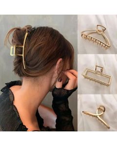 Gold Color Hollow Geometric Hair Clips Metal Hair Claw Cross Hairclip Headband Hairpin Hair Crab Women Hair Fashion Accessories