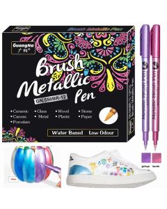 12 Colors Brush Metallic Paint Markers Pens for Rock Painting Stone Ceramic Wood Fabric Pebbles Scrapbook Journals Photo Albums