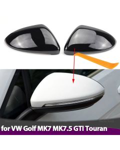 Rearview Side wing mirror cover Carbon Fiber Pattern Black Replacement for VW Golf 7 MK7 MK7.5 GTI R GTE GTD 13-20