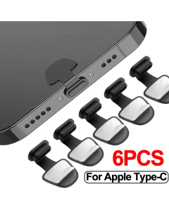 6PCS Charging Port Anti-Dust Dirt Dust Plug For iPhone Samsung USB Type-C Port Protector Silicone Dustplugs Cover Anti-Lost Cap