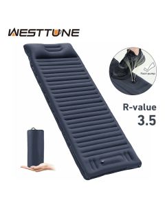 Outdoor Inflatable Mattress with Pillow Ultralight Thicken Sleeping Pad Splicing Built-in Pump Air Cushion Travel Camping Bed