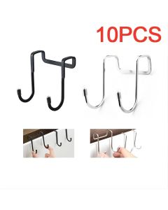 304 Stainless Steel Hook Free Punching Double S-Shape Hook Kitchen Bathroom Cabinet Door Silvery Type Coat Towel Storage Hanger
