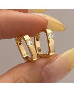 Real 925 Sterling Silver Zircon Square Hoop Earrings for Women Minimalist Fine Jewelry Trendy Geometric Accessories