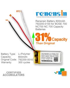 Renensin High Capacity  Battery 3.8V 800mAh 792200-0100 for BOSE 700  NC700 NC 700 Headphones battery Capacity  Batteries