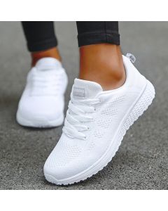 Women's Sneaker 2024 New Fashion Breathable Trainers Comfortable Sneakers Mesh Fabric Lace Up Women's Tennis Shoes For Women