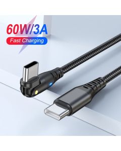 UKGO 60W USB C To USB Type C Cable Quick Charge 4.0 3A Fast Charging Cord 180 Degrees Rotating Cable For Iphone15 Samsung Xiaomi