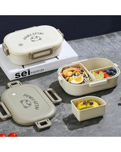 WORTHBUY Removable 3-Compartment Lunch Box 800ml Portable Plastic Bento Box Microwave School Student Kid Sealed Food Container