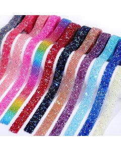 DUCTYSTAL 10/15mm Rhinestone Beaded Trim Resin Rhinestone Hotfix Ribbon Iron on Chain for DIY Garment,Shoes,dress decor
