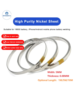 1M 5M 10M Width 5mm Nickel Sheet 18650 Battery Nickel Strip For iPhone Android Mobile Phone Battery Spot Welding Connector Sheet