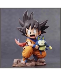 Dragon Ball Childhood Little Goku Hugs Puer Ya Mu Tea Little Follower Figures Doll Pvc Model Statue Collection Toys Ornamen Gift