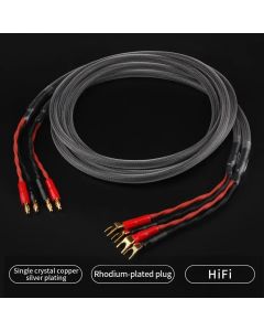 YYAUDIO One Pair HiFi Speaker Cable High Purity 6N OFC Core with Banana and Y 24K Gold Plug Horn Cable for Amplifier Speaker