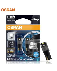 OSRAM LED T10 6000K W5W 194 LEDriving SL Advance 6000K White Car Reading Bulbs Door Lamps Interior Light 12V 1.5W 2980CW, Pair